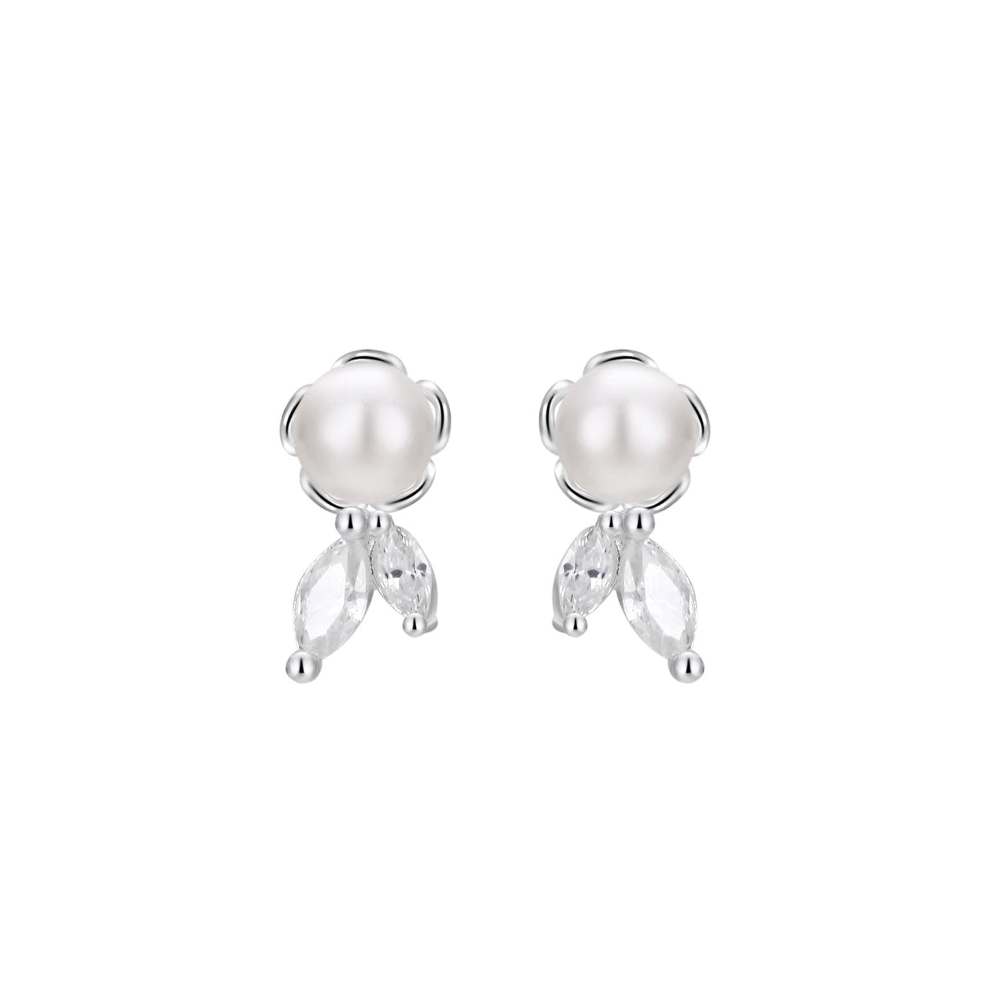 S999 Sterling Silver Pure Silver Stud Earrings Female Water Drop Ear-caring Shell Pearls